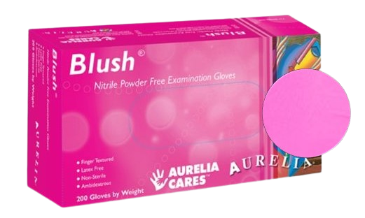 Aurelia Blush Nitrile Glove, Powder Free,  2.5 mil thick (Pink) 200 gloves