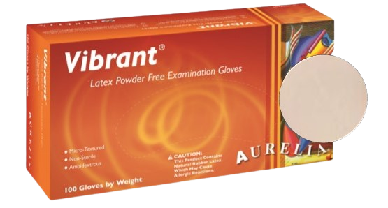 Aurelia Vibrant Latex Glove, Powder Free, 9.4" Length, 5.0 mils Thick, 100 gloves