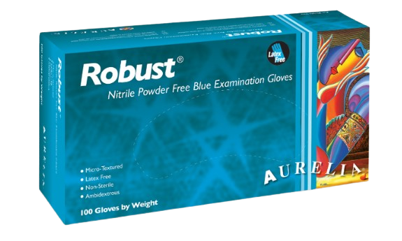 Aurelia Robust Nitrile Glove Powder Free 4.5 mil thick (Sky Blue)