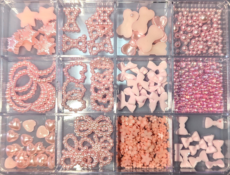 Mixed Nail Decorations - Pink Pearls