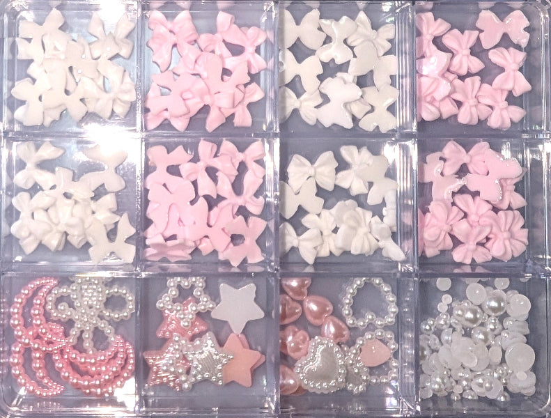 Mixed Nail Decorations - Pink & White