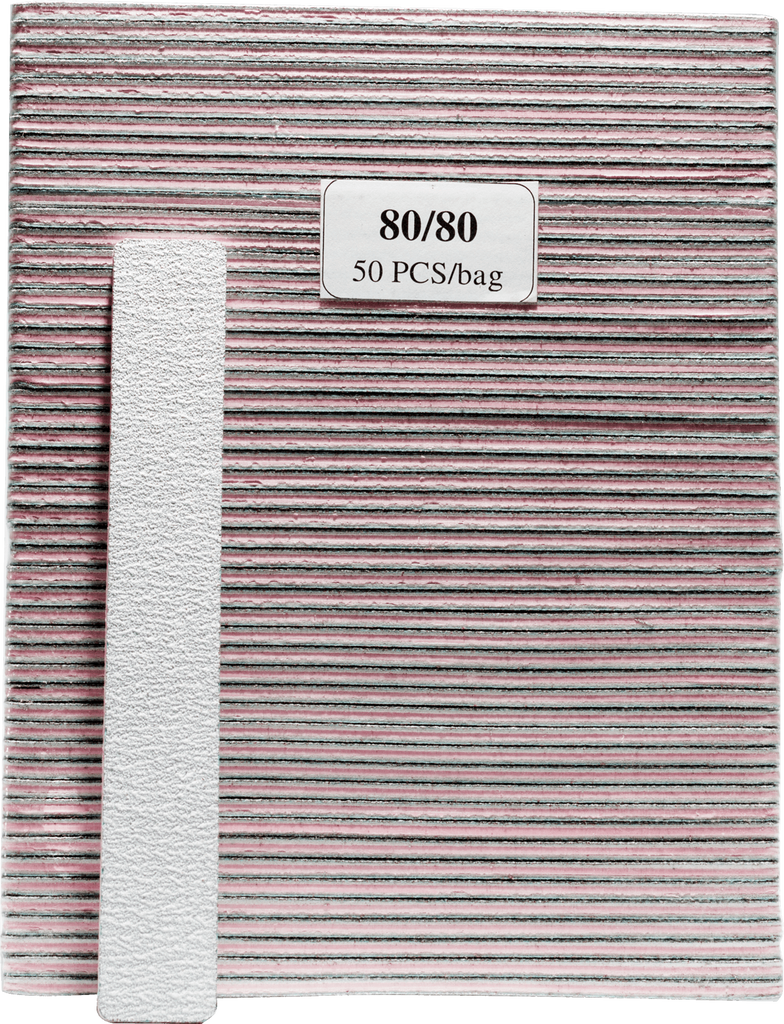 Large White/Pink Nail Files (80/80) 50pcs - Gina Beauté