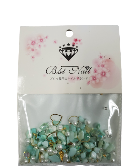 Mixed Diamond/Pearl Nail Decorations (Jade)