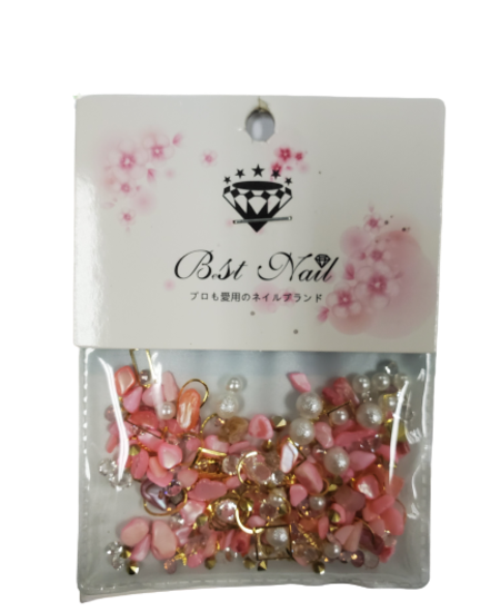 Mixed Diamond/Pearl Nail Decorations (Salt Pink)