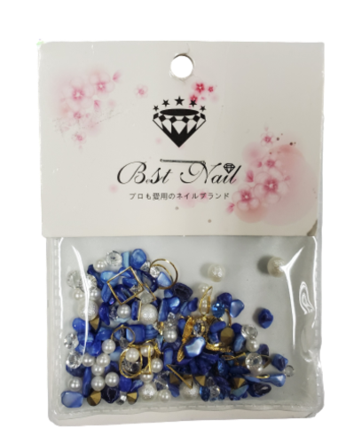 Mixed Diamond/Pearl Nail Decorations (Blue Marine)